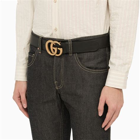 GUCCI Cintura GG nera in pelle 